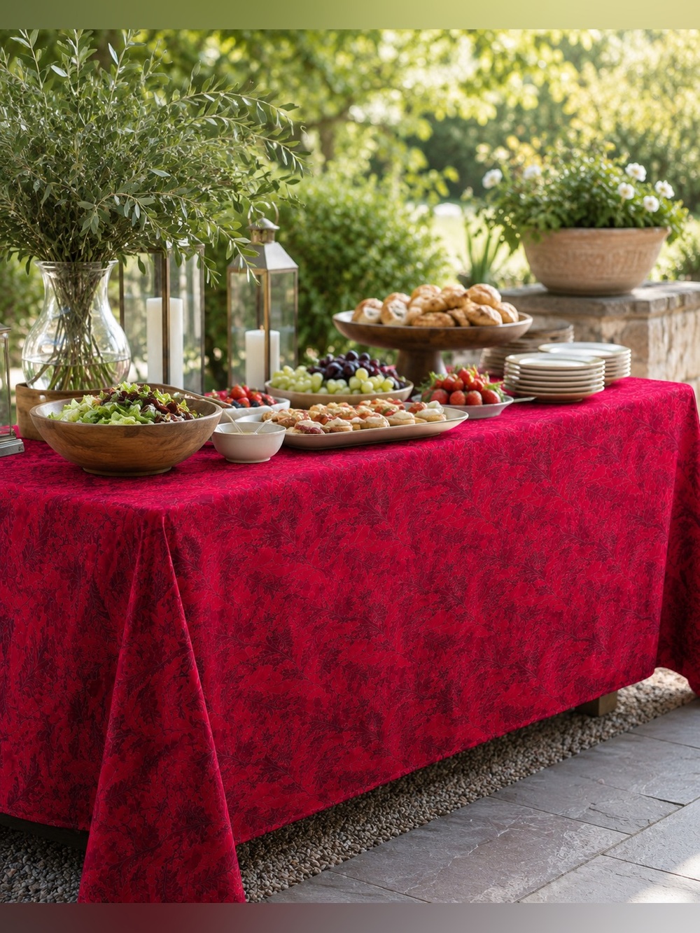 Vintage CRATE & BARREL Talven Gold Block Printed Cotton Tablecloth #0515264